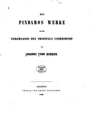 Cover of: Des Pindaros Werke in die Versmaasse des Originals