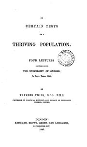 Cover of: On certain tests of a thriving population, 4 lects