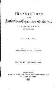 Cover of: Transactions of the Institution of Engineers and Shipbuilders in Scotland by Institution of Engineers and Shipbuilders in Scotland