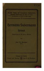 Cover of: Hermann Sudermann: Heimat. Schauspiel in vier Akten...