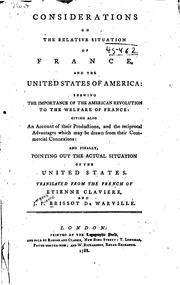 Cover of: Considerations on the Relative Situation of France and the United States of ...