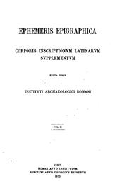 Cover of: Ephemeris epigraphica: Corporis inscriptionum Latinarum supplementum.