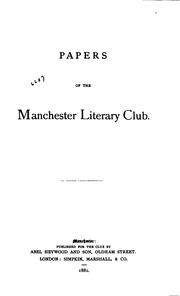 Cover of: Papers of the Manchester Literary Club
