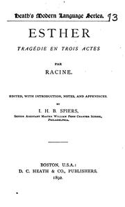 Cover of: Esther, tragédie en trois actes ... by Jean Racine