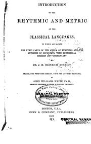 Cover of: An Introduction to the Rhythmic and Metric of the Classical Languages: To which are Added the ...