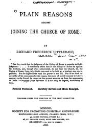 Cover of: Plain Reasons Against Joining the Church of Rome