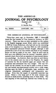 Cover of: The American Journal of Psychology by Edward Bradford Titchener, Granville Stanley Hall