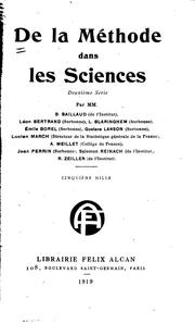 Cover of: De la méthode dans les sciences. 2. série