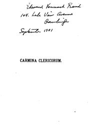 Cover of: Carmina clericorum: student-lieder des mittelalters by Hermann Hagen
