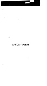 Cover of: English Poems