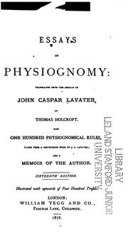 Cover of: Essays on Physiognomy