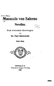 Cover of: Novellen by Masuccio Salernitano, Paul Sakolowski