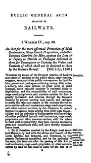 Cover of: A Collection of the Public General Acts Relating to Railways in Scotland: Including the ...