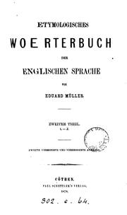 Cover of: Etymologisches woerterbuch der englischen sprache. 2 theile