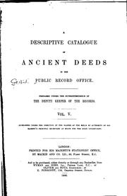 Cover of: A Descriptive Catalogue of Ancient Deeds in the Public Record Office ...
