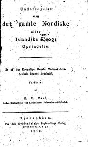 Cover of: Undersögelse om det gamle nordiske eller islandske sprogs oprindelse