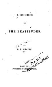 Cover of: Discourses on the Beatitudes