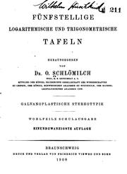 Cover of: Fünfstellige logarithmische und trigonometrische Tafeln