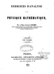 Cover of: Exercises d'Analyse et de Physique Mathématique by Augustin Louis Cauchy