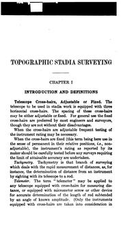 Cover of: Topographic Stadia Surveying: A Manual with Reduction Tables and a New Type of Reduction Diagram, by by Carl Ewald Grunsky