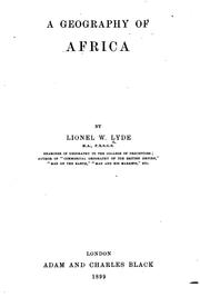 Cover of: A Geography of Africa by Lionel William Lyde