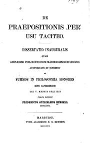 Cover of: De praepositionis per usu Taciteo