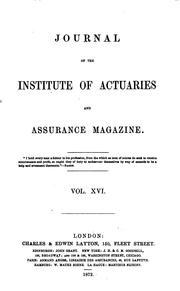 Cover of: Journal of the Institute of Actuaries and Assurance Magazine by Institute of Actuaries (Great Britain ), Institute of Actuaries (Great Britain )