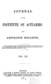 Cover of: Journal of the Institute of Actuaries and Assurance Magazine by Institute of Actuaries (Great Britain ), Institute of Actuaries (Great Britain )