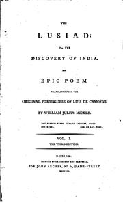 Cover of: The Lusiad: Or, The Discovery of India. An Epic Poem by Luís de Camões, William Julius Mickle