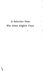Cover of: A Selection from the Great English Poets: With an Essay on the Reading of Poetry