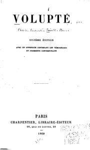 Cover of: Volupté by Charles Augustin Sainte-Beuve