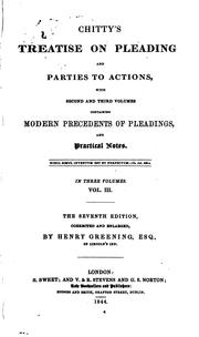 Cover of: Chitty's Treatise on Pleading and Parties to Actions: With Second and Third Volumes Containing ...