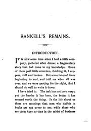 Cover of: Rankell's Remains: An American Novel by Barrett Wendell