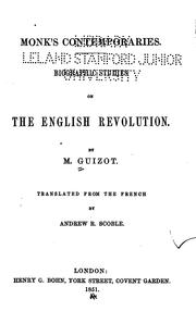 Cover of: Monk's Contemporaries: Biographic Studies on the English Revolution by François Guizot, Andrew Richard Scoble