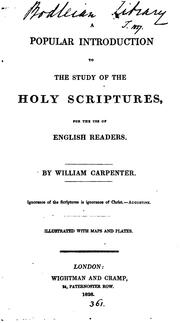 Cover of: A popular introduction to the study of the holy Scriptures: For the Use of English Readers