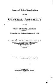 Cover of: Acts and Joint Resolutions of the General Assembly of the State of South ...