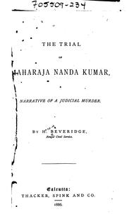 Cover of: The Trial of Maharaja Nanda Kumar: A Narrative of a Judicial Murder
