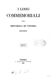 Cover of I libri commemoriali della Republica di Venezia