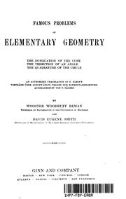 Cover of: Famous problems of elementary geometry: the duplication of the cube, the trisection of an angle, the quadrature of the circle