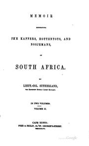 Cover of: Memoir Respecting the Kaffers, Hottentots, and Bosjemans, of South Africa