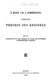 Cover of: Über die Theorie des Kreisels by Felix Klein, Arnold Sommerfeld