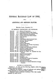 Cover of: General Laws of Massachusetts Relating to Railroad Corporations and Street ...