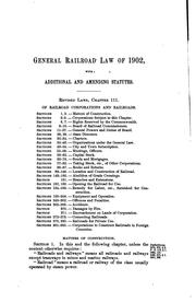 Cover of: General Laws of Massachusetts Relating to Railroad Corporations and Street ... by Massachusetts, Board of Railroad Commissioners