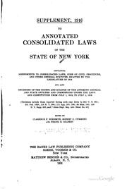 Cover of: Annotated Consolidated Laws of the State of New York: As Amended to January ...