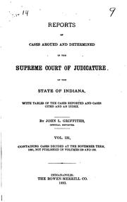 Cover of: Reports of Cases Argued and Determined in the Supreme Court of Judicature of ... by Indiana. Supreme Court.