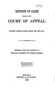 Cover of: Reports of Cases Decided in the Court of Appeal [1876-1900]