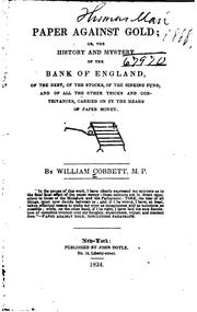 Cover of: Paper Against Gold, Or, The History and Mystery of the Bank of England, of ...