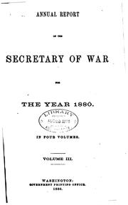 Cover of: Annual Report of the Secretary of War by United States Department of War