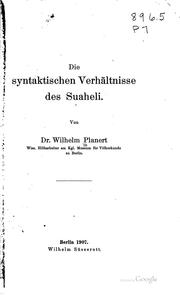 Cover of: Die syntaktischen Verhältnisse des Suaheli...