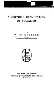 Cover of: A Critical Examination of Socialism